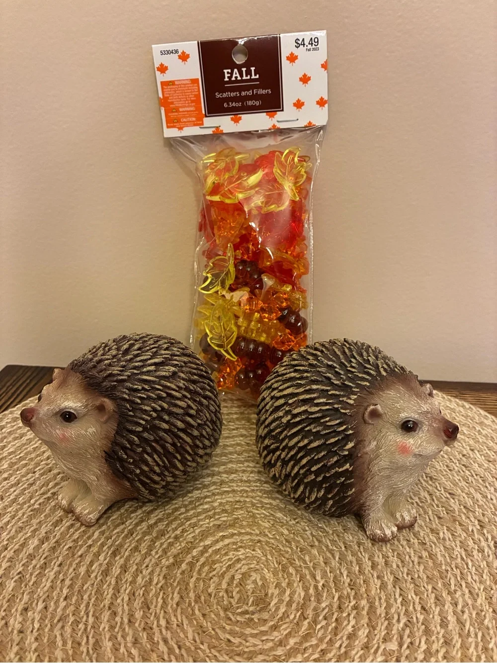 Decorative Hedgehog Figurine Pair - Brown & 1 pkg Fall Scatter/Filler